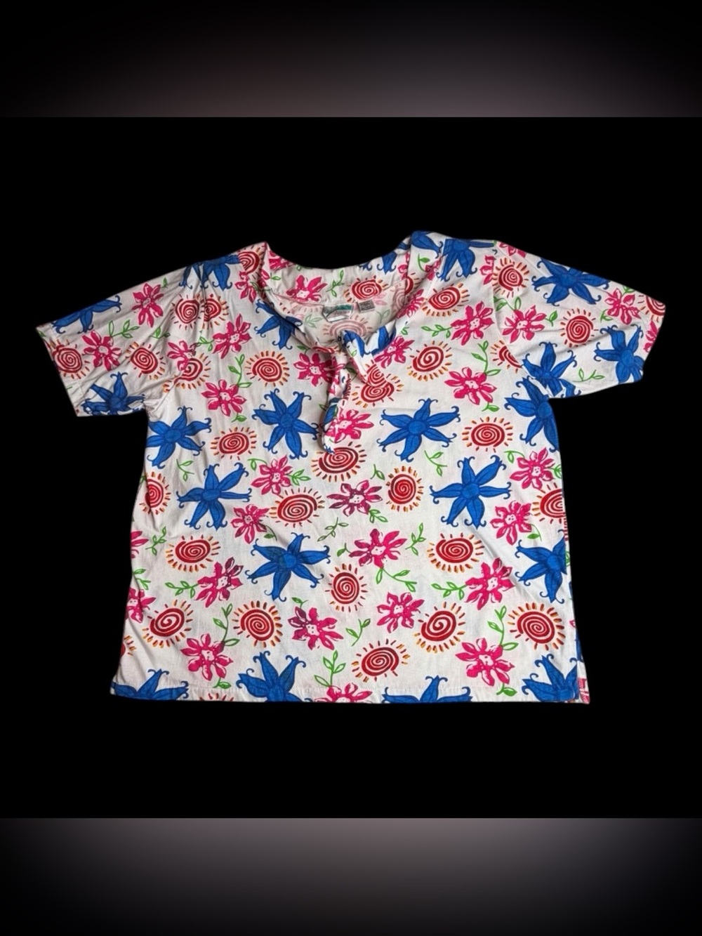 Center Isle Plus 90s Vintage White Colorful Abstract Floral Knit Blouse Sz 20W